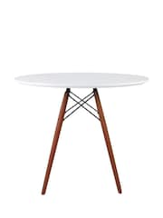 Fusion Living White Soho Dining Table Medium with Walnut Legs - Image 2 of 4