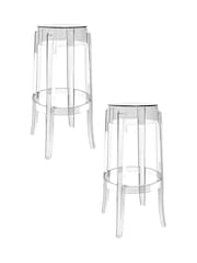 Fusion Living Clear Ghost Style Bar Stool - 76cm - Image 5 of 6