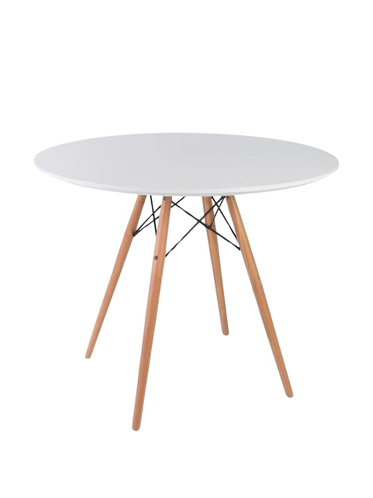 Fusion Living White Soho Dining Table Large with Natural Legs - Image 1 of 4