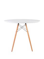 Fusion Living White Soho Dining Table Large with Natural Legs - Image 2 of 4
