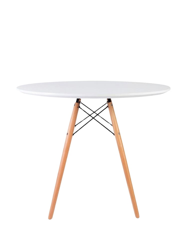 Fusion Living White Soho Dining Table Large with Natural Legs - Image 2 of 4