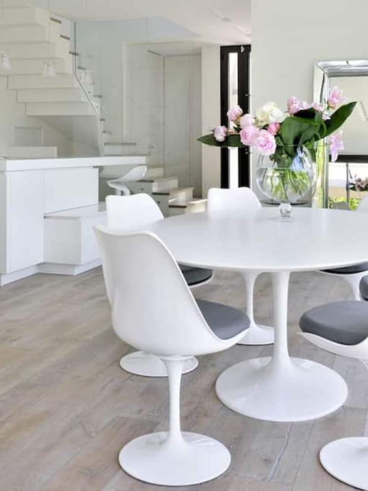 Fusion Living White Marble Tulip Medium Circular Dining Table - Image 1 of 5