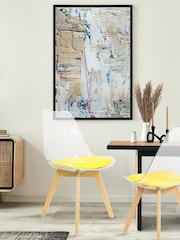 Fusion Living Yellow Soho Clear Plastic Dining Chair with Squared Light Light Wood Leg Wood Legs - Image 1 of 6