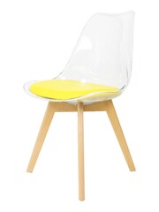 Fusion Living Yellow Soho Clear Plastic Dining Chair with Squared Light Light Wood Leg Wood Legs - Image 2 of 6