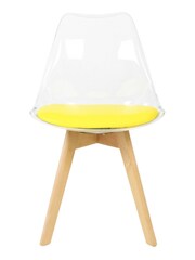 Fusion Living Yellow Soho Clear Plastic Dining Chair with Squared Light Light Wood Leg Wood Legs - Image 3 of 6