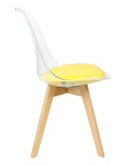 Fusion Living Yellow Soho Clear Plastic Dining Chair with Squared Light Light Wood Leg Wood Legs - Image 4 of 6
