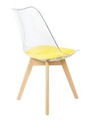 Fusion Living Yellow Soho Clear Plastic Dining Chair with Squared Light Light Wood Leg Wood Legs - Image 5 of 6