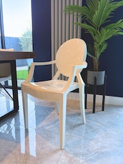 Fusion Living Ivory Ghost Style Plastic Louis Armchair - Image 1 of 6