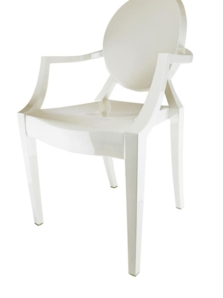 Fusion Living Ivory Ghost Style Plastic Louis Armchair - Image 2 of 6