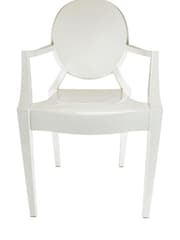 Fusion Living Ivory Ghost Style Plastic Louis Armchair - Image 4 of 6