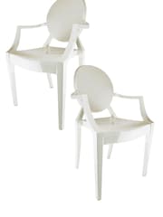 Fusion Living Ivory Ghost Style Plastic Louis Armchair - Image 5 of 6
