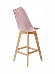 Fusion Living Blush Pink Soho Plastic Bar Stool with Dark Wood Legs - Image 5 of 6
