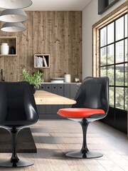 Fusion Living Red Faux Tulip Dining Chair with Luxurious Set of 2 Cushion - Image 1 of 6