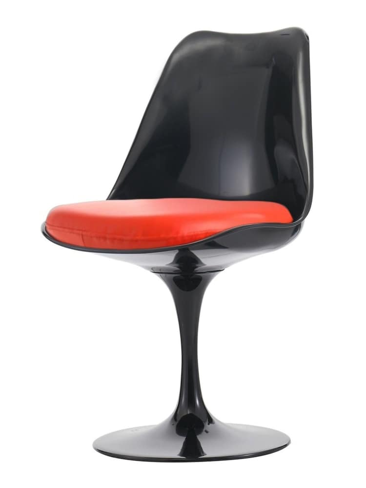 Fusion Living Red Faux Tulip Dining Chair with Luxurious Set of 2 Cushion - Image 2 of 6