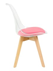 Fusion Living Bright Pink Soho Clear Plastic Dining Chair with Squared Light Light Wood Leg Wood Legs - Image 4 of 6
