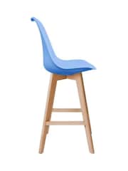 Fusion Living Blue Soho Plastic Bar Stool with Dark Wood Legs - Image 4 of 6