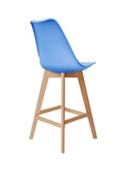 Fusion Living Blue Soho Plastic Bar Stool with Dark Wood Legs - Image 5 of 6