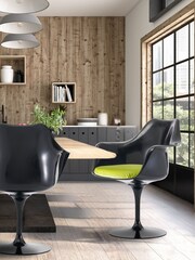 Fusion Living Green Faux Tulip Set of 2 Armchair with Luxurious Cushion - Image 1 of 6