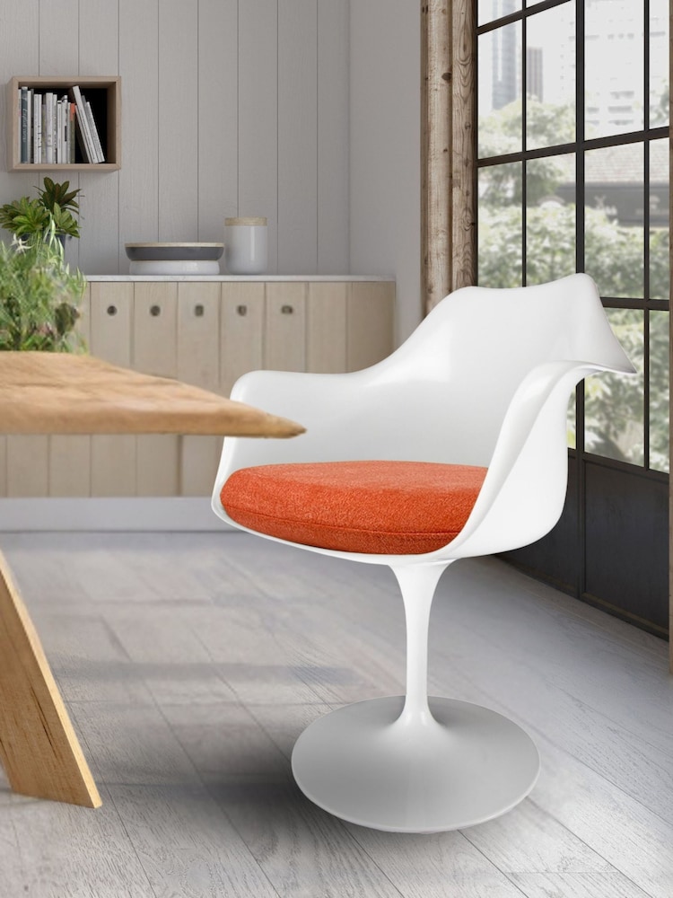 Fusion Living Orange Tulip Single Armchair with PU Cushion - Image 1 of 6