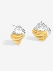 Jon Richard Metallic Two Tone Ridge Clip Earrings - Image 1 of 1
