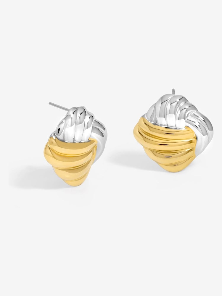 Jon Richard Metallic Two Tone Ridge Clip Earrings - Image 1 of 1