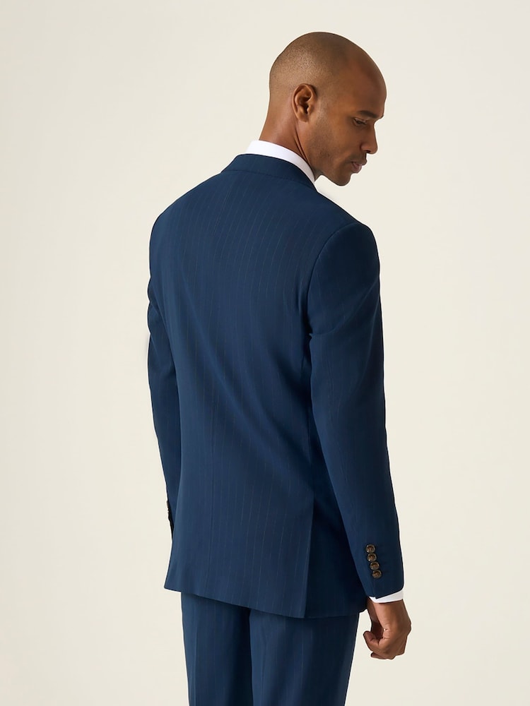 Skopes Blue Tailored Fit Wright Pinstripe Suit Jacket - Image 2 of 7