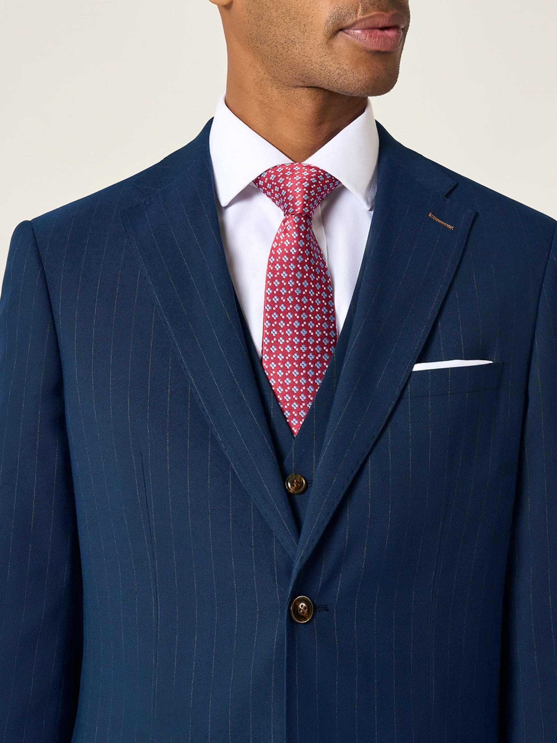 Buy Skopes Blue Tailored Fit Wright Pinstripe Suit Jacket from