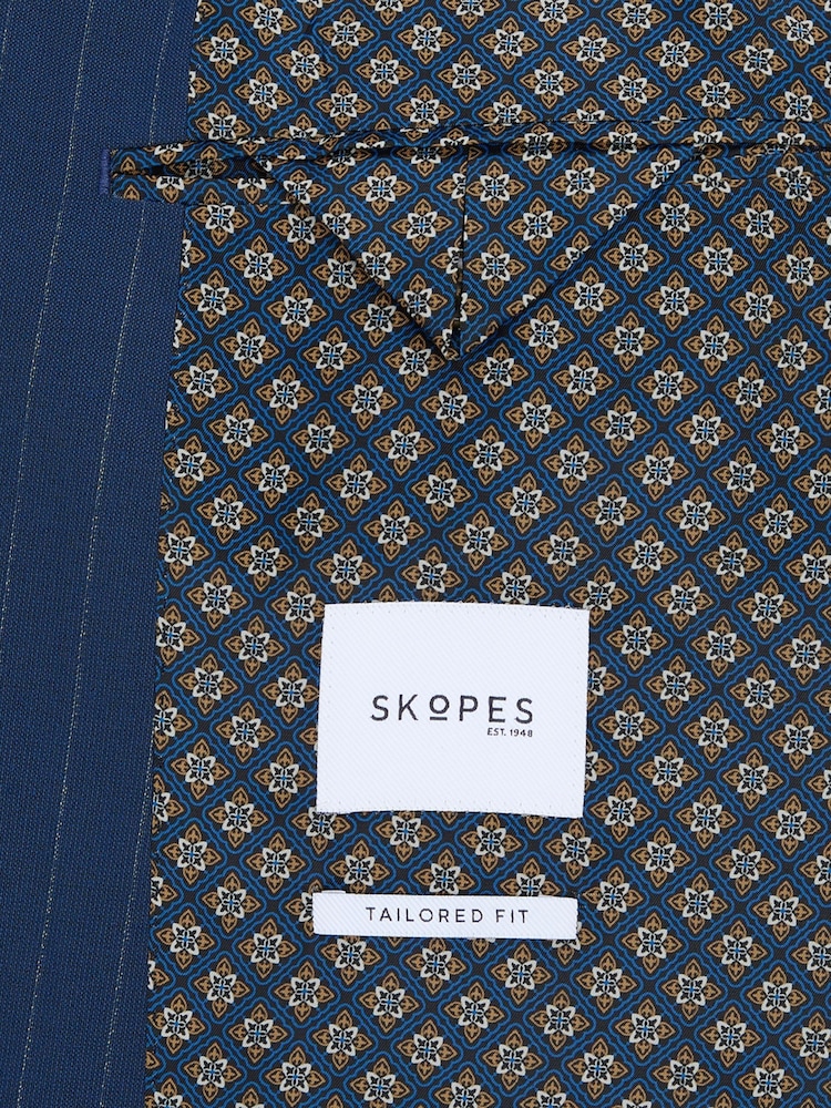 Skopes Blue Tailored Fit Wright Pinstripe Suit Jacket - Image 7 of 7