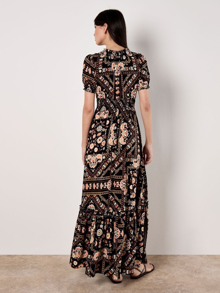 Apricot Black Positano Scarf Print Maxi Dress - Image 2 of 4