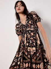 Apricot Black Positano Scarf Print Maxi Dress - Image 3 of 4