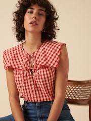 Nobodys Child Red Bridy Sleeveless 100% Organic Cotton Blouse - Image 1 of 5