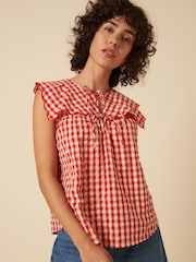 Nobodys Child Red Bridy Sleeveless 100% Organic Cotton Blouse - Image 4 of 5