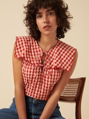 Nobodys Child Red Bridy Sleeveless 100% Organic Cotton Blouse - Image 5 of 5