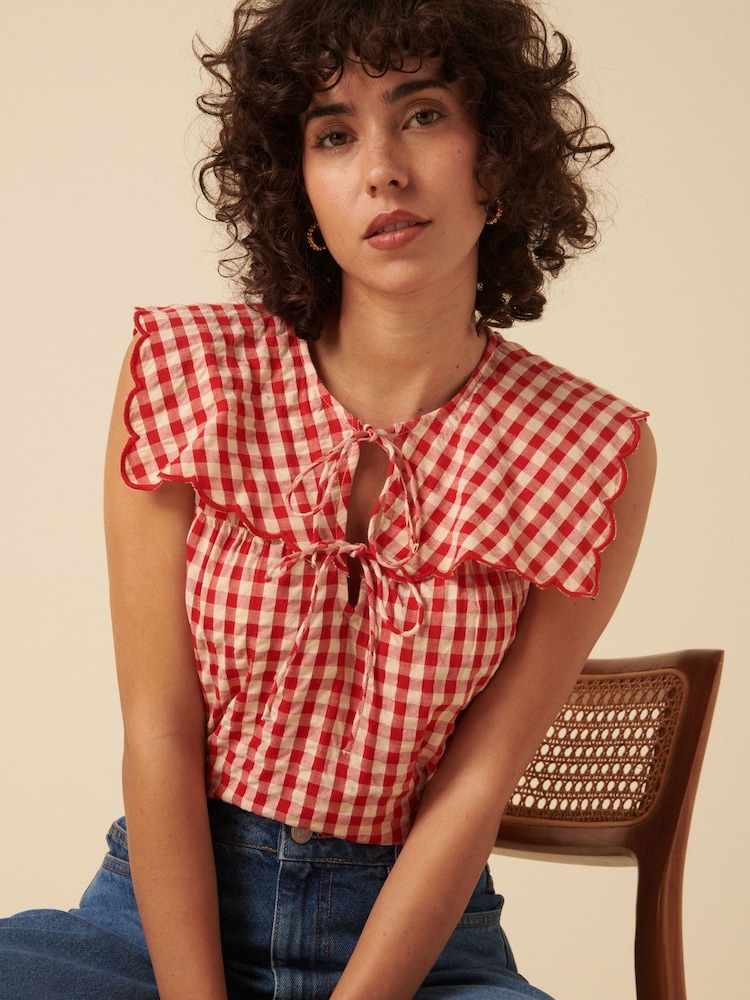 Nobodys Child Red Bridy Sleeveless 100% Organic Cotton Blouse - Image 5 of 5