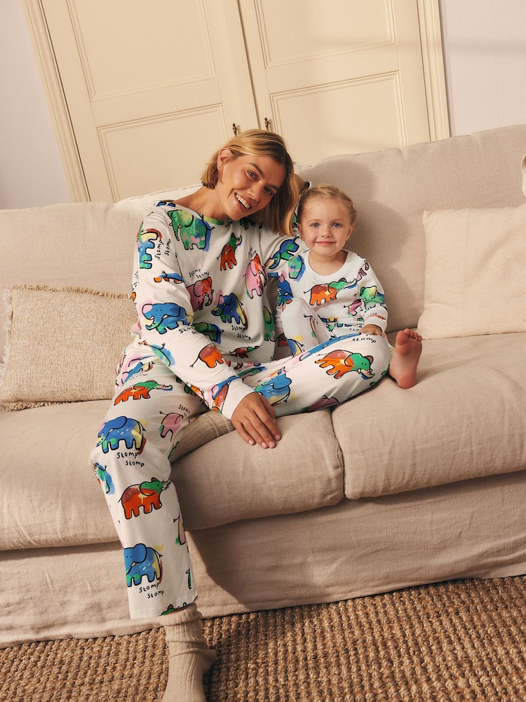 Ecru Elephant 100% Cotton Long Sleeve Pyjamas - Image 2 of 10