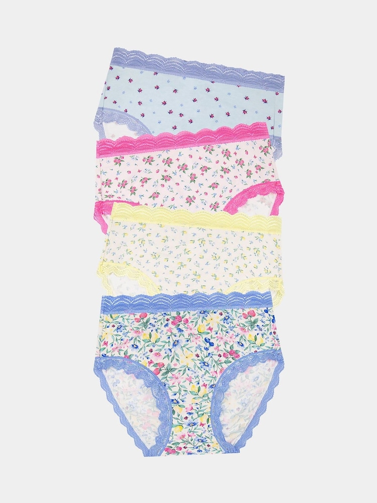 Stripe & Stare Blue High Rise Knickers 4 Pack - Изображение 1 из 8
