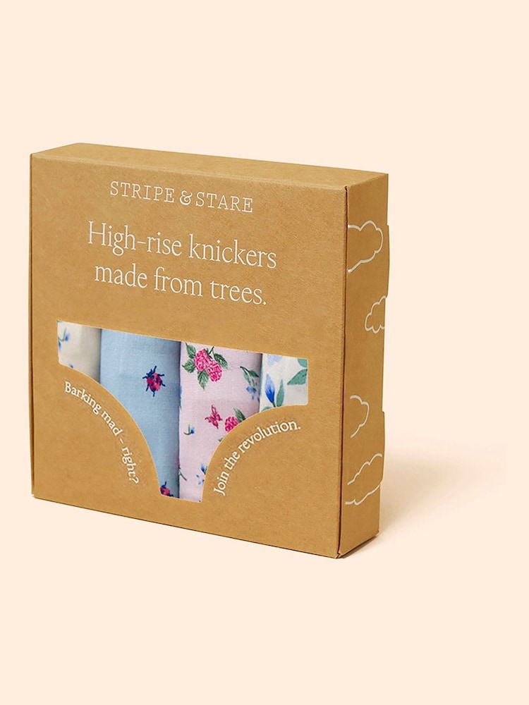 Stripe & Stare Blue High Rise Knickers 4 Pack - Изображение 8 из 8