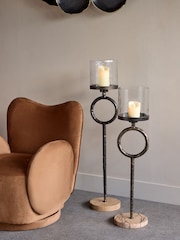 Libra Interiors Brown Large Rutland Pillar Floor Hurricane - Image 1 of 7