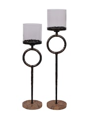 Libra Interiors Brown Large Rutland Pillar Floor Hurricane - Image 7 of 7