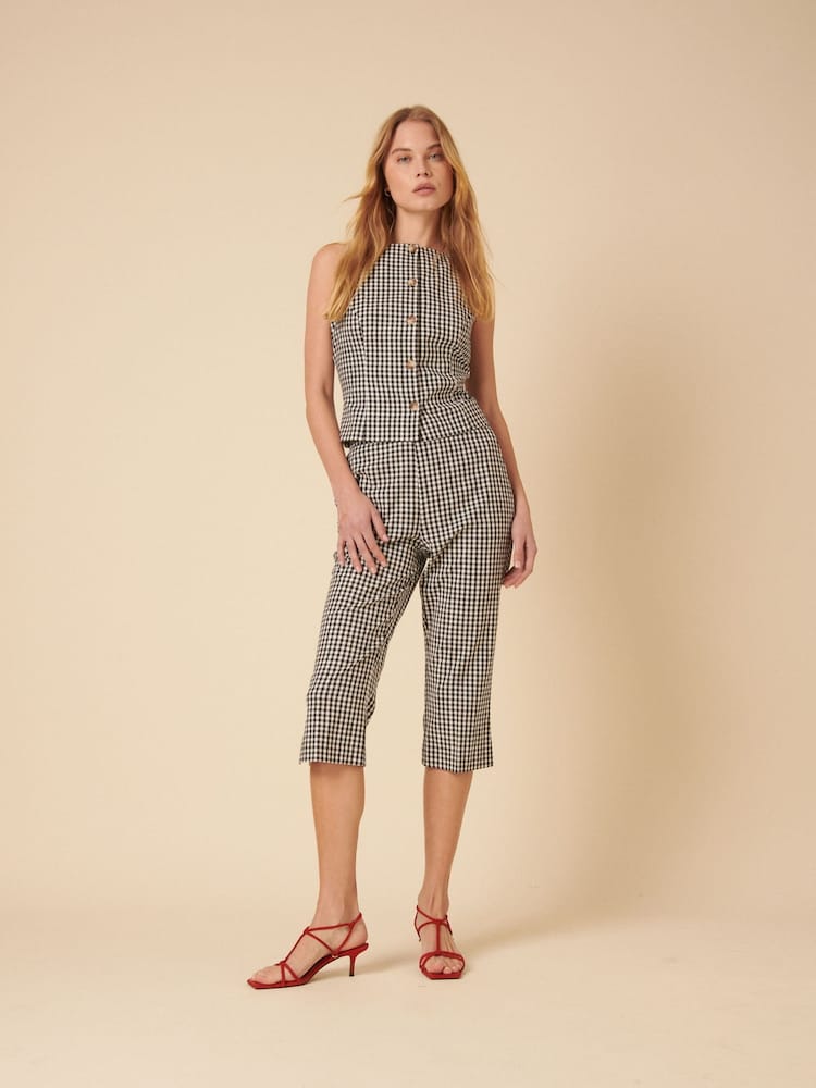Nobodys Child Grey Ollie Gingham Capri Trousers - Image 2 of 4