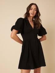 Nobodys Child Black Petite Starlight Plain 100% Cotton Mini Dress - Image 1 of 4