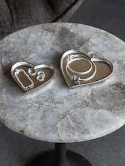 Libra Interiors Set of 2 Silver Esme Heart Plates - Image 1 of 6