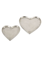 Libra Interiors Set of 2 Silver Esme Heart Plates - Image 2 of 6