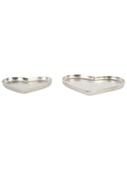 Libra Interiors Set of 2 Silver Esme Heart Plates - Image 3 of 6