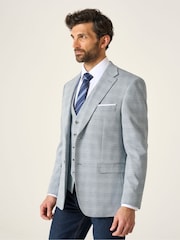 Skopes Blue Tailored Fit Aspen Puppytooth Check Blazer Jacket - Image 1 of 7