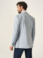 Skopes Blue Tailored Fit Aspen Puppytooth Check Blazer Jacket - Image 2 of 7