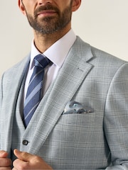Skopes Blue Tailored Fit Aspen Puppytooth Check Blazer Jacket - Image 3 of 7