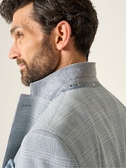 Skopes Blue Tailored Fit Aspen Puppytooth Check Blazer Jacket - Image 4 of 7