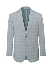 Skopes Blue Tailored Fit Aspen Puppytooth Check Blazer Jacket - Image 6 of 7