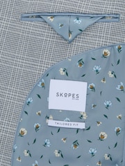 Skopes Blue Tailored Fit Aspen Puppytooth Check Blazer Jacket - Image 7 of 7